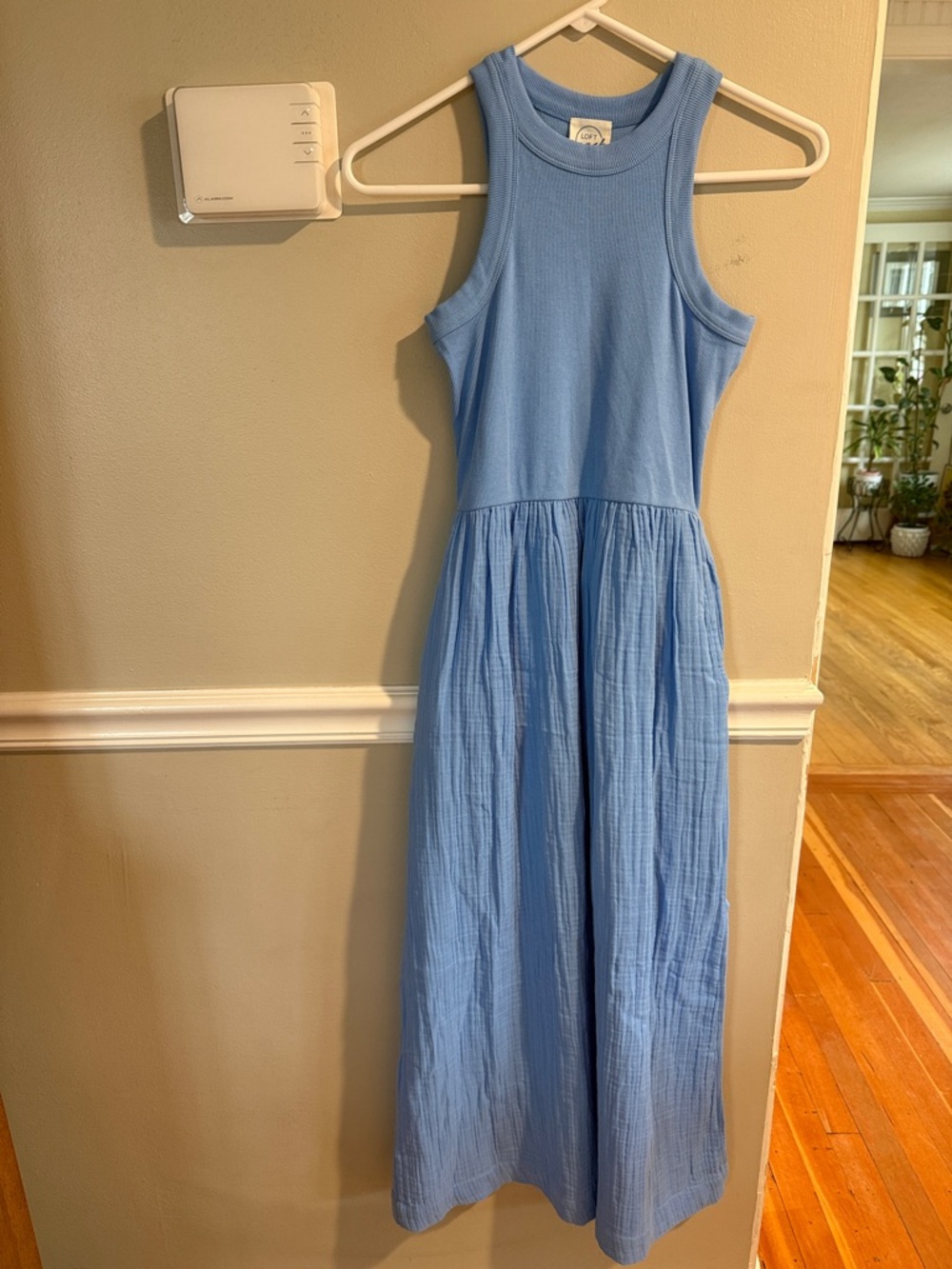 LOFT Light Blue Sleeveless Maxi Dress with Ribbed Top